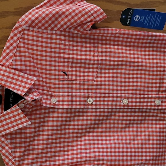 *Nautica M(5/6) red and white checkered shirt* - Picture 2 of 3